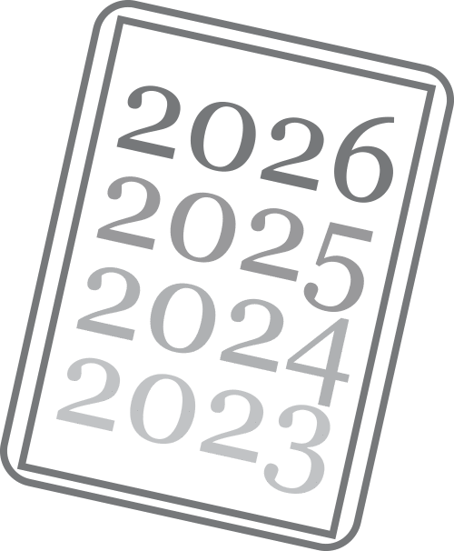 Icon: Buchführungsdokumente aus den Jahren 2023 bsi 2026