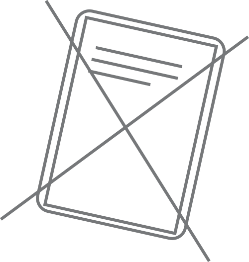 Icon: Buchführung nicht Ordnungsgemäß, durchgestrichenes Dokument