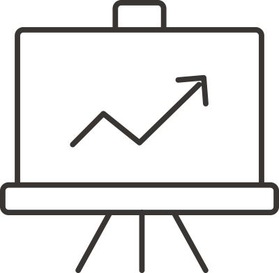 Grafik einer Präsentation mit einem Pfeil, der nach oben zeigt